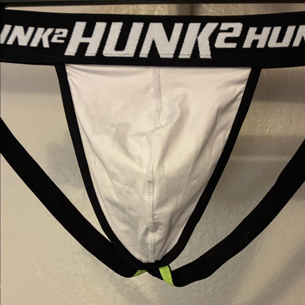 Hunk Menswear mens white & Black Jockstrap L